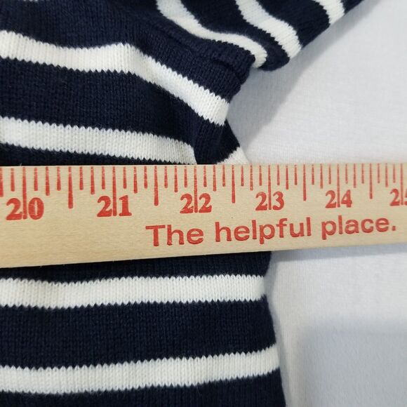 J Jill Top XL Knit Collared Pullover Sweater Striped Navy V Neck Nautical NWT - Picture 13 of 14